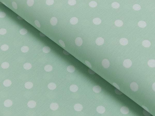 Baumwoll Druck Tupfen Mint / Weiß Ø 7mm